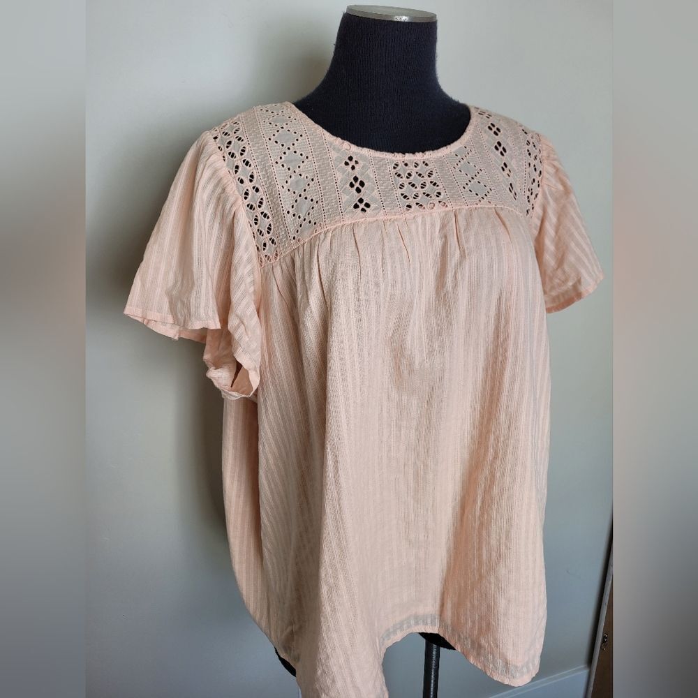 Ella Moss Pink Blouse Top Plus Size XXL Lace Cottagecore Flounce Romantic Girly - Picture 2 of 12